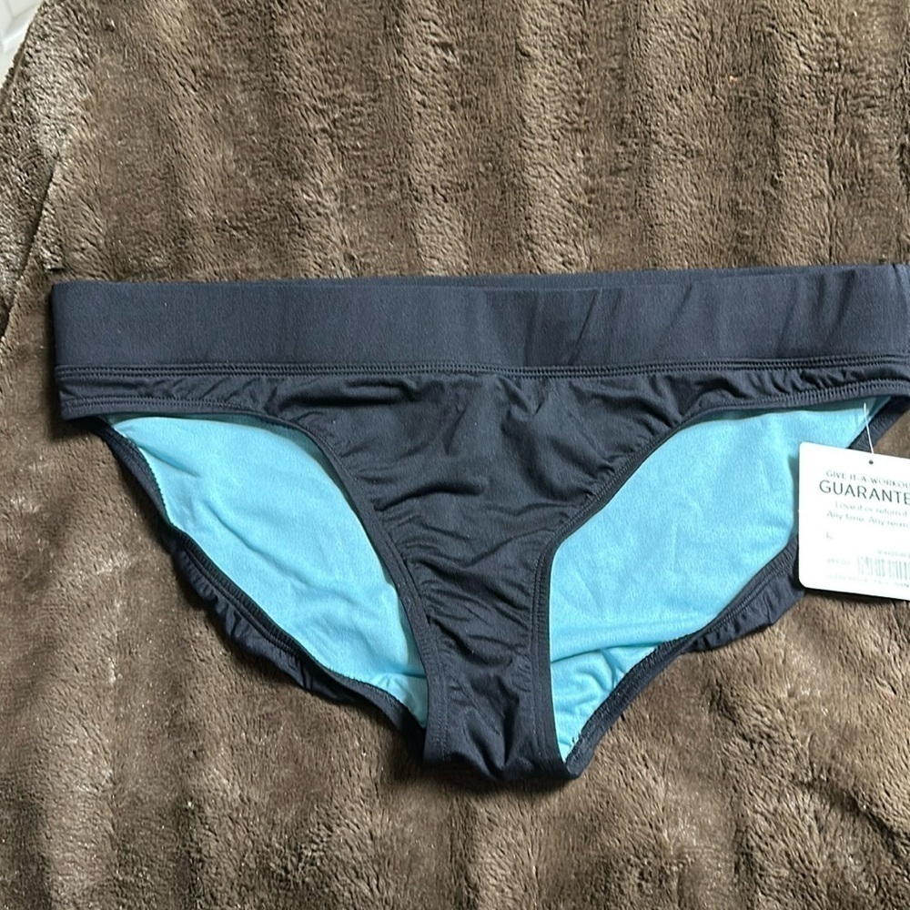 NWT Clean Banded Full Black Bikini Bottoms Sz Large